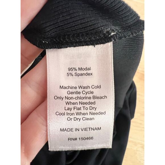 NWT 41 Hawthorn One Shoulder Fitted Ribbed Bodycon Midi Dress Black Women's L - Picture 7 of 7